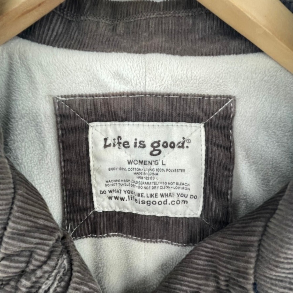 Life‎ Is Good Corduroy Jacket Coat Women Sz L Brown Fleece Lined Retro Grunge - Picture 3 of 16